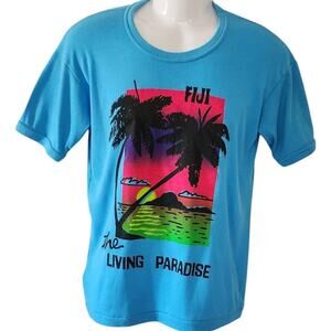 Vintage 1980's Acme Fiji The Living Paradise Blue Short Sleeve T-shirt Men's Med